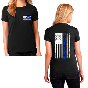 Ladie's Police T-Shirt - First Responder Shirt for Women, Thin blue line shirt for women, back the blue, back the badge, Police apparel for women, ladie's police t-shirt
