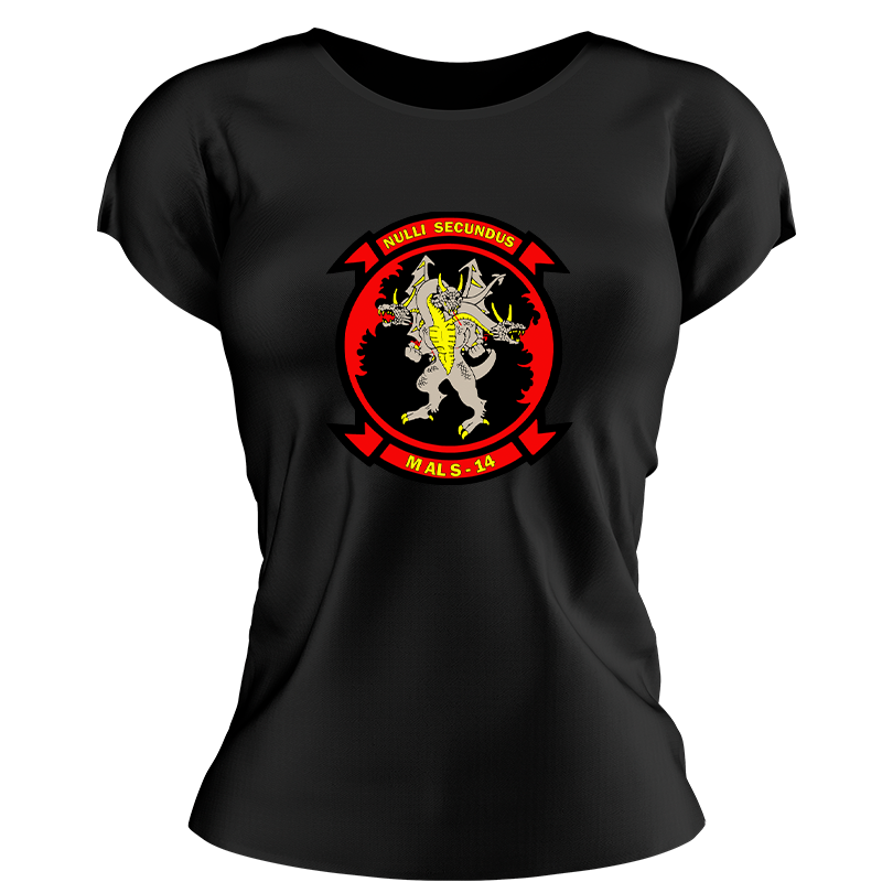Marine Aviation Logistics Battalion 14 (MALS-14) Marines USMC Unit ladie's T-Shirt, MALS-14 USMC Unit logo, USMC gift ideas for women, Marine Corp gifts for women MALS-14