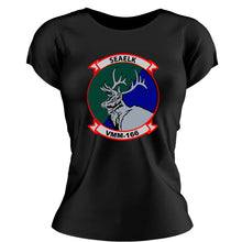 Load image into Gallery viewer, VMM-166 USMC Unit ladie&#39;s T-Shirt, VMM-166 logo, USMC gift ideas for women, Marine Corp gifts for women
