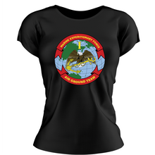 Load image into Gallery viewer, I Marine Expeditionary Force (IMEF), IMEF USMC Unit ladie&#39;s T-Shirt, IMEF USMC Unit logo, USMC gift ideas for women, Marine Corp gifts for women IMEF
