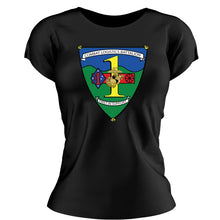 Load image into Gallery viewer, Combat Logistics Battalion 1 (CLB-1)  Unit Logo Women&#39;s Black Short Sleeve T-Shirt
