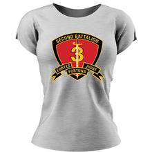 Load image into Gallery viewer, Second Battalion Third Marines,  (2/3) Marines USMC Unit ladie&#39;s T-Shirt, 2/3 USMC Unit logo, USMC gift ideas for women, Marine Corp gifts for women 2nd Battalion 3rd Marines
