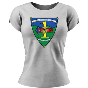 Combat Logistics Battalion 1 (CLB-1)  Unit Logo Women's Heather Grey Short Sleeve T-Shirt