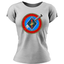 Load image into Gallery viewer, Second Battalion Seventh Marines USMC Unit ladie&#39;s T-Shirt, 2/7 USMC Unit logo, USMC gift ideas for women, Marine Corp gifts for women 2nd Battalion 7th Marines
