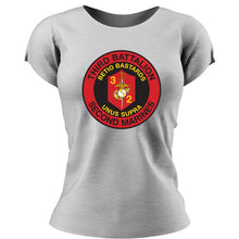 Load image into Gallery viewer, Third Battalion Second Marines USMC Unit ladie&#39;s T-Shirt,  3/2 USMC Unit logo, USMC gift ideas for women, Marine Corp gifts for women 3rd Battalion 2nd Marines
