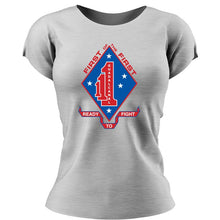 Load image into Gallery viewer, First Battalion First Marines USMC Unit ladie&#39;s T-Shirt,  1/1 USMC Unit logo, USMC gift ideas for women, Marine Corp gifts for women 1st Battalion 1st Marines
