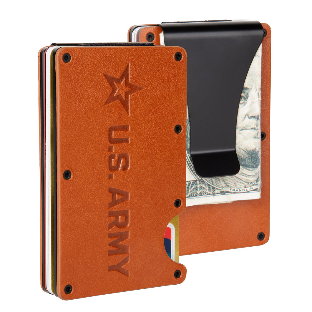 Leather Army RFID Blocking Metal Wallet