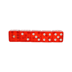 Red Square Transparent Dice - 1 Set of 5 19mm Dice for Games - 5 Dice Total